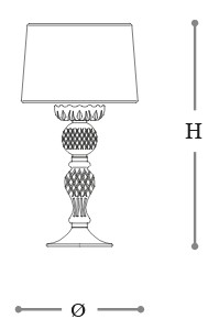 Dimensions of the Romantic Opera Italamp Table Lamp